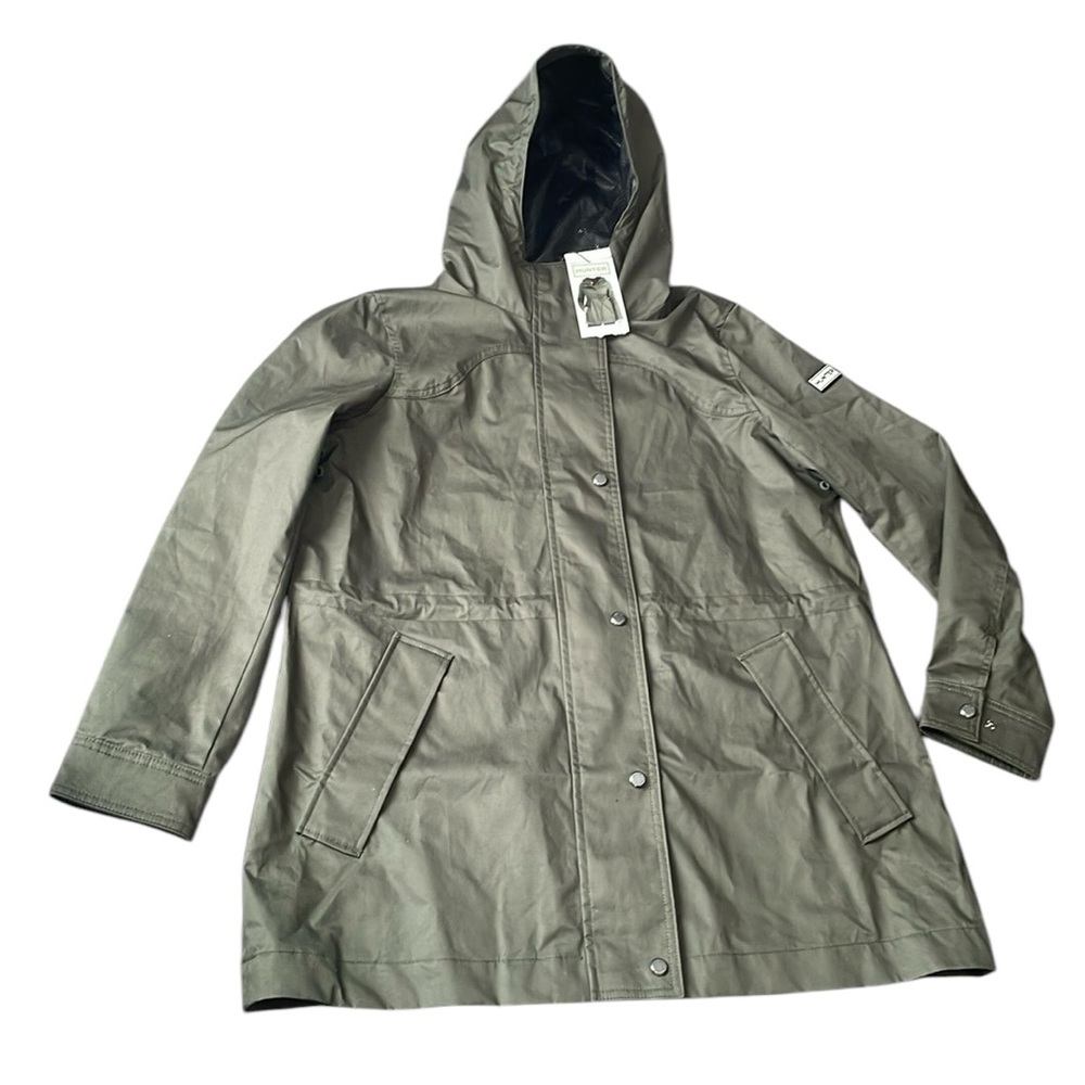 Hunter Olive Green Hooded Rain Jacket - Picture 2 of 9